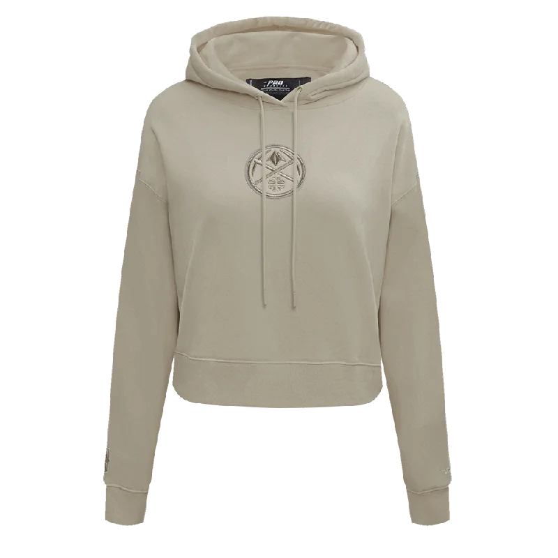 NBA DENVER NUGGETS NEUTRAL WOMEN'S CROPPED PO HOODIE (TAUPE)