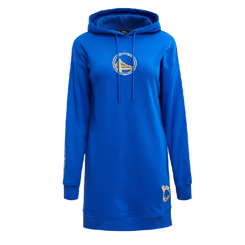 NBA GOLDEN STATE WARRIORS CLASSIC WOMEN'S PO HOODIE DRESS (ROYAL BLUE)