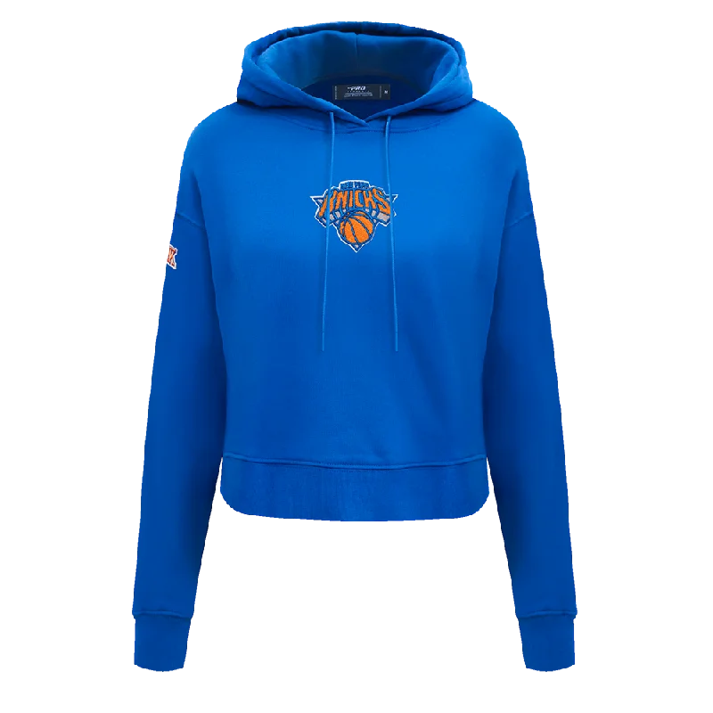 NBA NEW YORK KNICKS CLASSIC WOMEN'S CROPPED PO HOODIE (ROYAL BLUE)