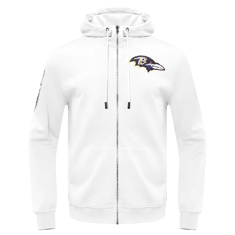 NFL BALTIMORE RAVENS CLASSIC CHENILLE DK FZ PO HOODIE (WHITE)