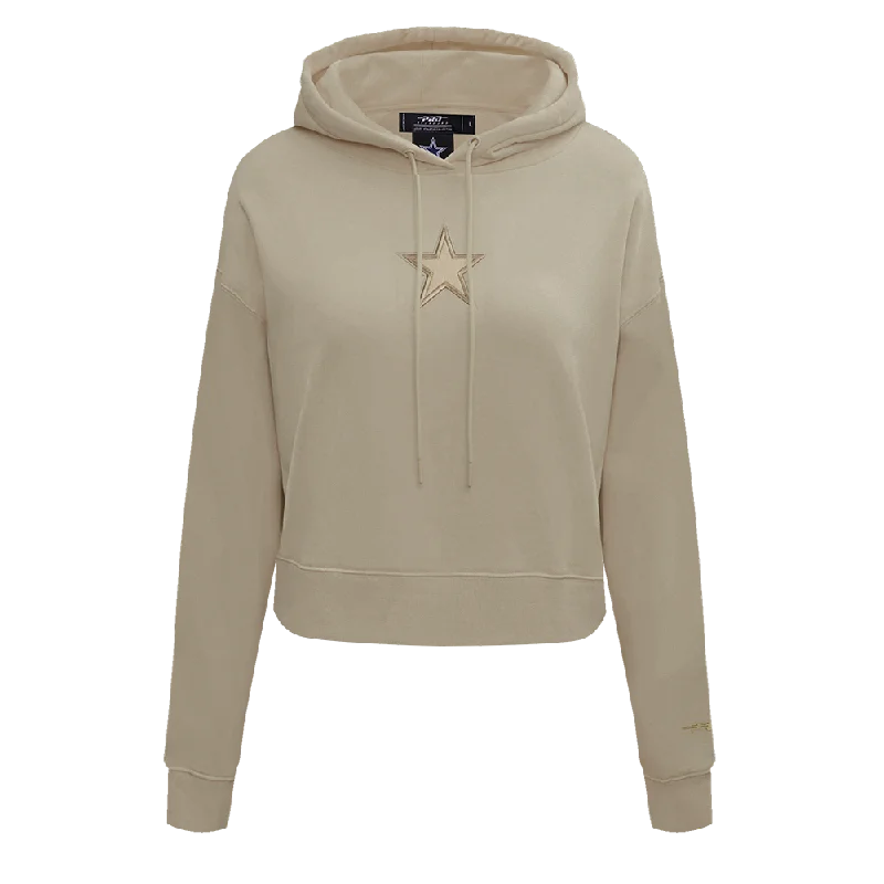 NFL DALLAS COWBOYS NEUTRAL CROPPED WOMEN'S PO HOODIE (TAUPE)