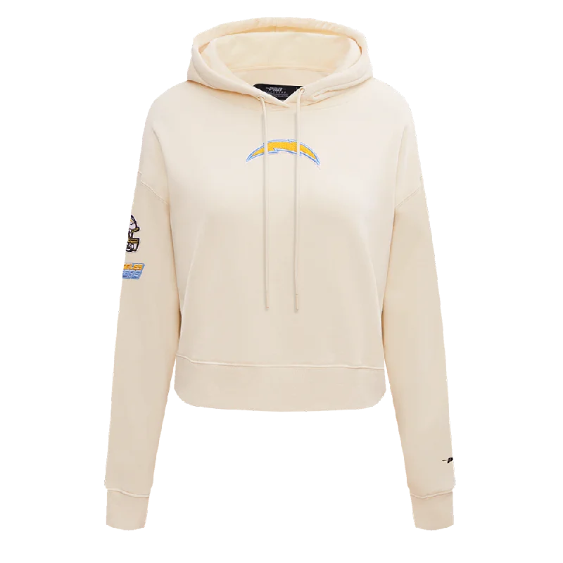 NFL LOS ANGELES CHARGERS CLASSIC WOMEN'S CROPPED PO HOODIE (EGGSHELL)