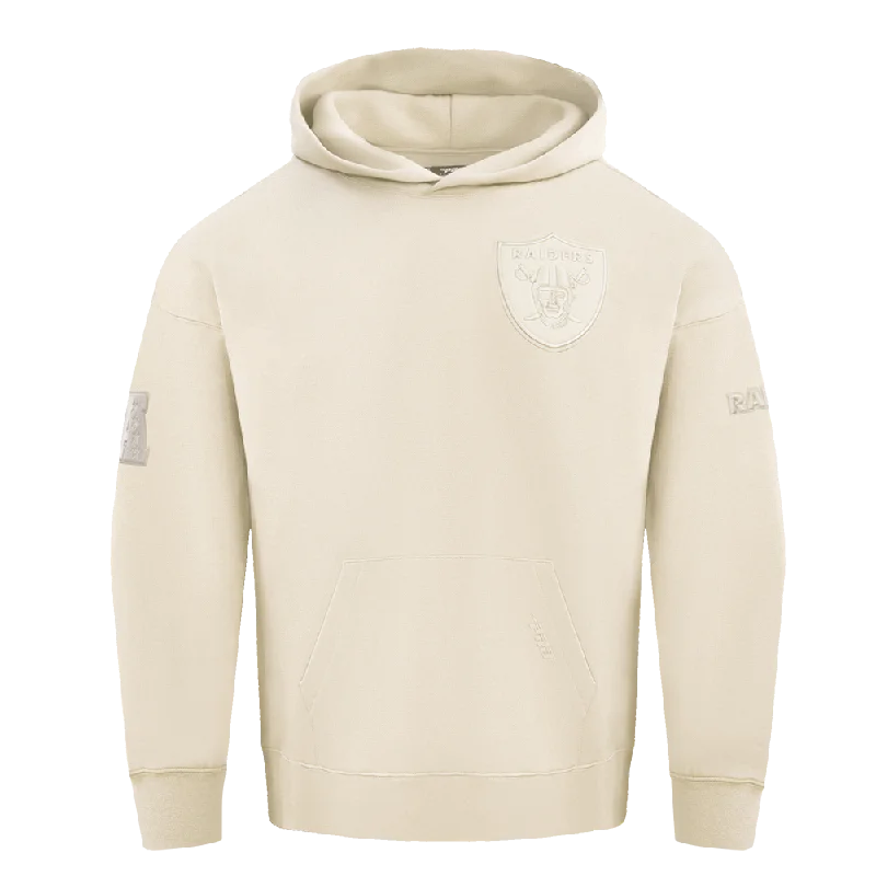 NFL LAS VEGAS RAIDERS NEUTRAL DROP SHOULDER FLC PO HOODIE (EGGSHELL)