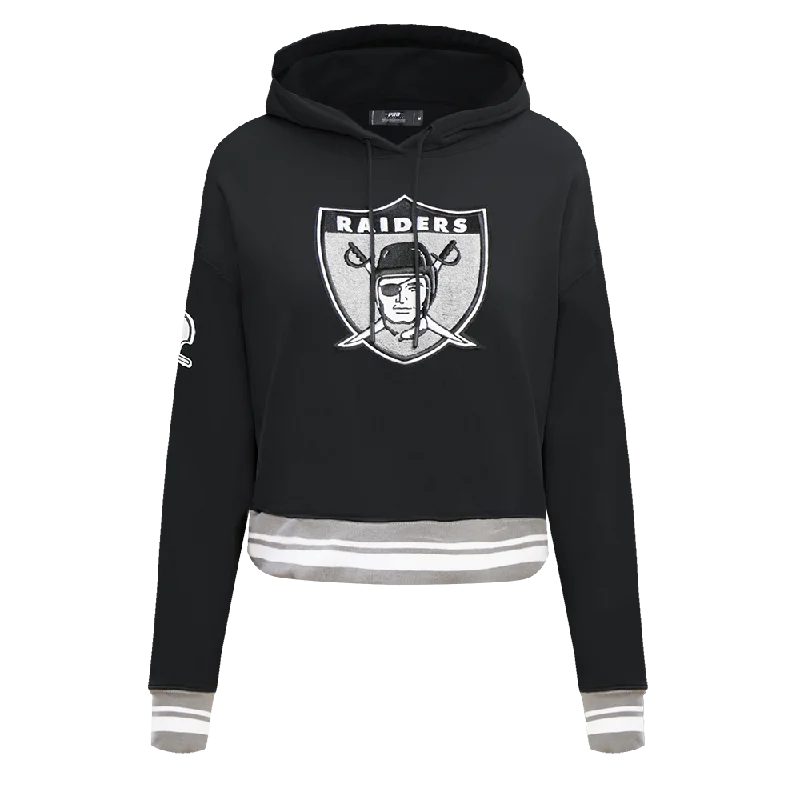 NFL OAKLAND RAIDERS RETRO CLASSIC WOMEN'S CROPPED PO HOODIE (BLACK/GREY)