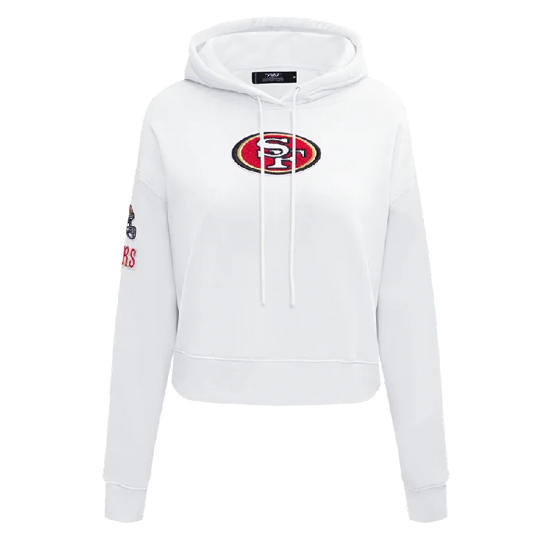 NFL SAN FRANCISCO 49ERS CLASSIC WOMEN'S CROPPED PO HOODIE (WHITE)