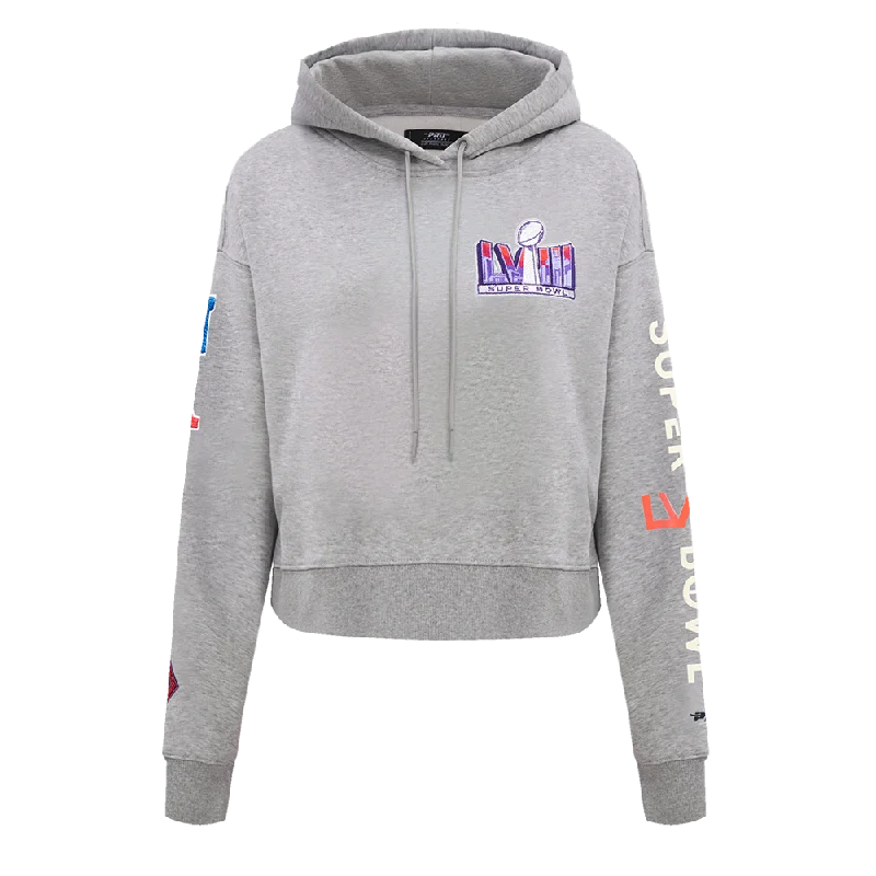 NFL SUPERBOWL LVIII WOMEN'S FLC CROPPED PO HOODIE (HEATHER GREY)