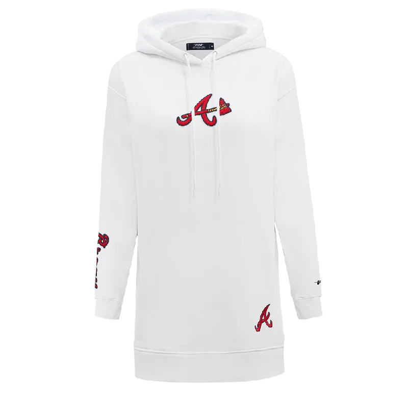 MLB ATLANTA BRAVES CLASSIC WOMEN'S HOODIE DRESS (WHITE)