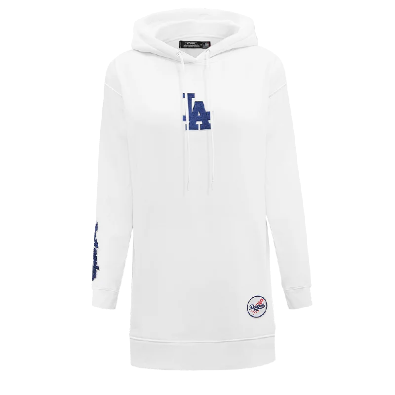 MLB LOS ANGELES DODGERS CLASSIC WOMEN'S HOODIE DRESS (WHITE)