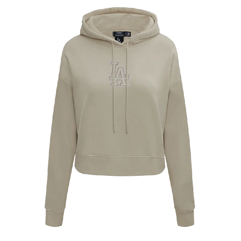 MLB LOS ANGELES DODGERS NEUTRAL WOMEN'S CROPPED PO HOODIE (TAUPE)