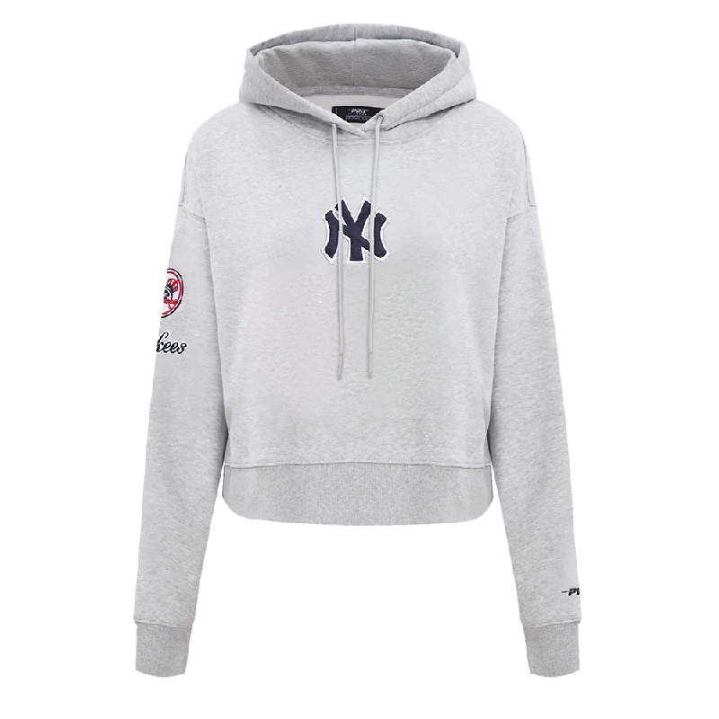 MLB NEW YORK YANKEES CLASSIC WOMEN'S CROPPED PO HOODIE (HEATHER GREY)