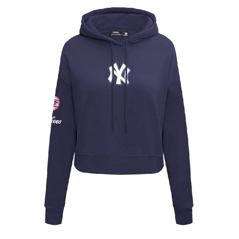 MLB NEW YORK YANKEES CLASSIC WOMEN'S CROPPED PO HOODIE (MIDNIGHT NAVY)