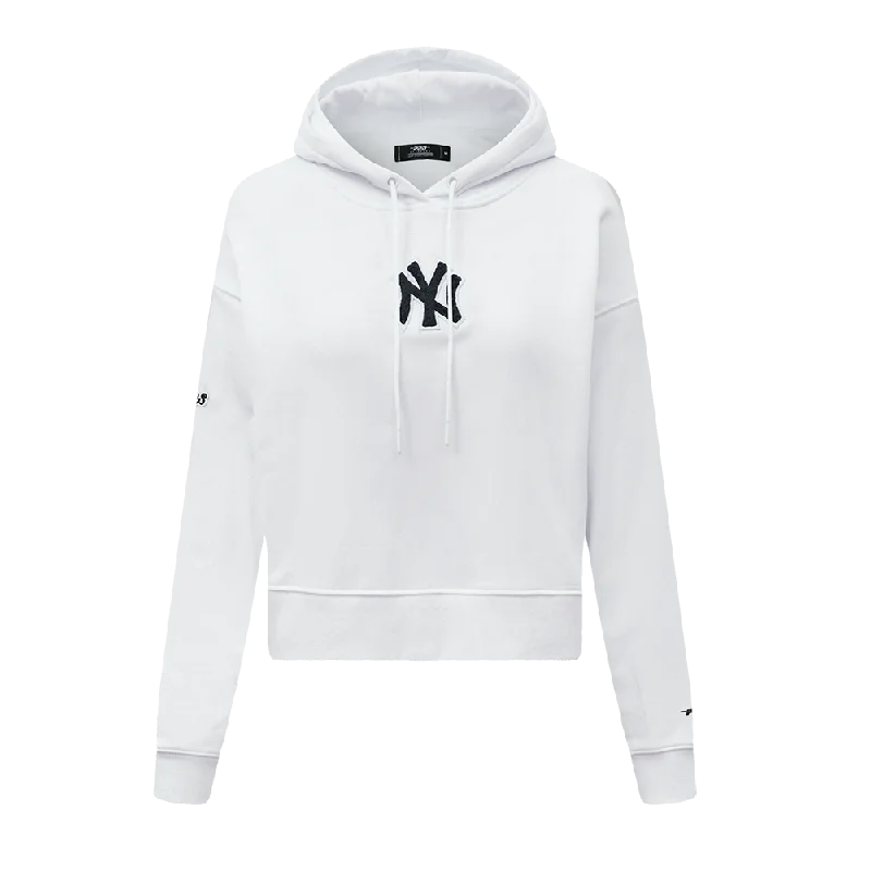 MLB NEW YORK YANKEES CLASSIC WOMEN'S CROPPED PO HOODIE (WHITE)