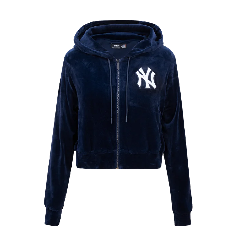 MLB NEW YORK YANKEES CLASSIC WOMEN'S VELOUR FZ PO HOODIE (MIDNIGHT NAVY)