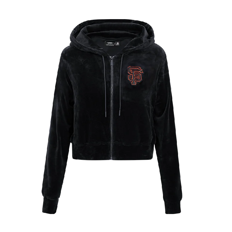 MLB SAN FRANCISCO GIANTS CLASSIC WOMEN'S VELOUR FZ PO HOODIE (BLACK)