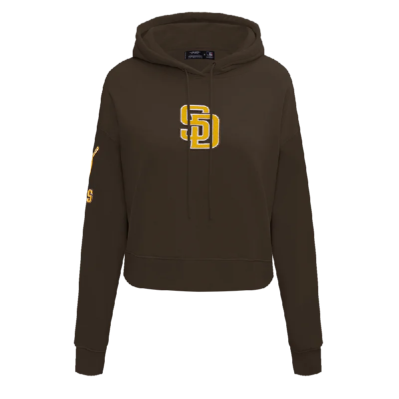 MLB SAN DIEGO PADRES CLASSIC WOMEN'S CROPPED PO HOODIE (BROWN)