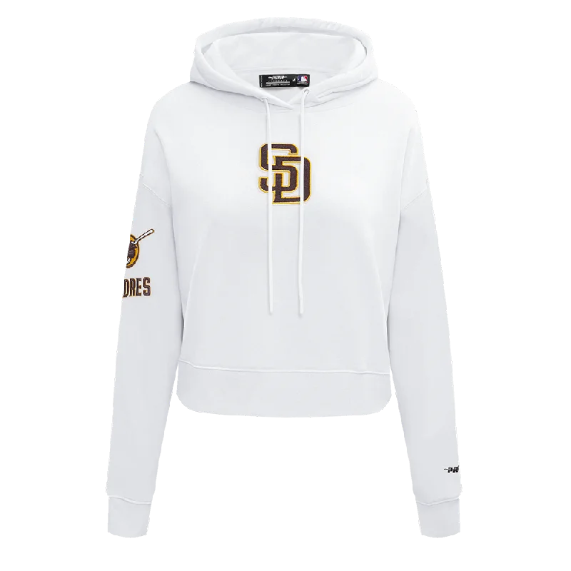 MLB SAN DIEGO PADRES CLASSIC WOMEN'S CROPPED PO HOODIE (WHITE)