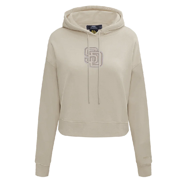 MLB SAN DIEGO PADRES NEUTRAL WOMEN'S CROPPED PO HOODIE (TAUPE)