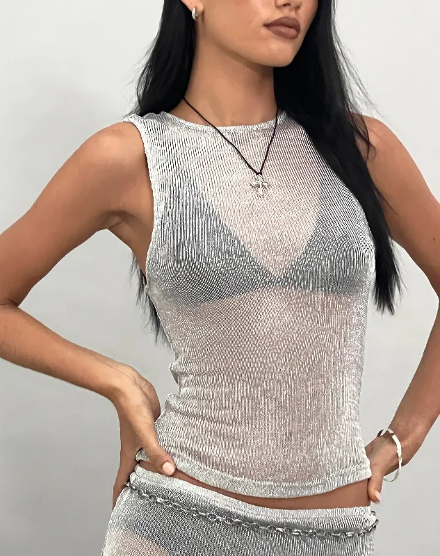 Cosima Tank Top in Silver Chain