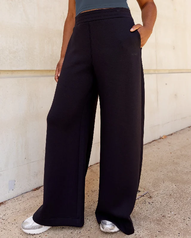 Elevate SoftTouch Wide Leg Pants - Black-Black