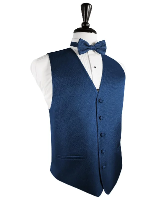 Sapphire Herringbone Tuxedo Vest