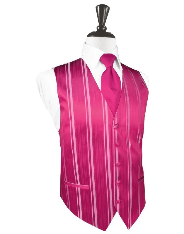 Watermelon Striped Satin Tuxedo Vest