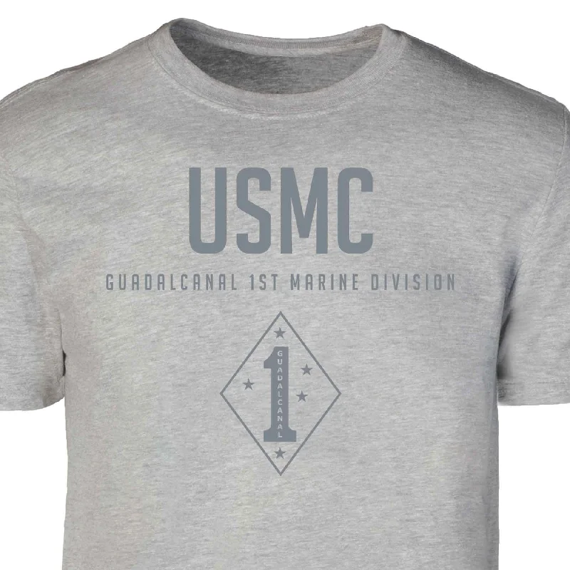 Guadalcanal 1st Marine Division Tonal Patch Graphic T-shirt