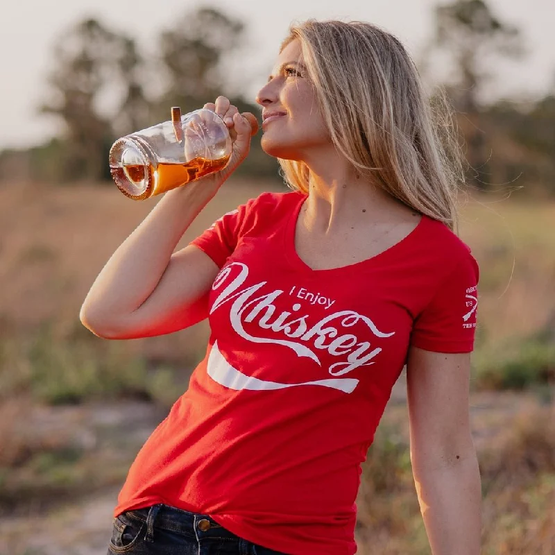 Women's Enjoy Whiskey V-Neck - Red