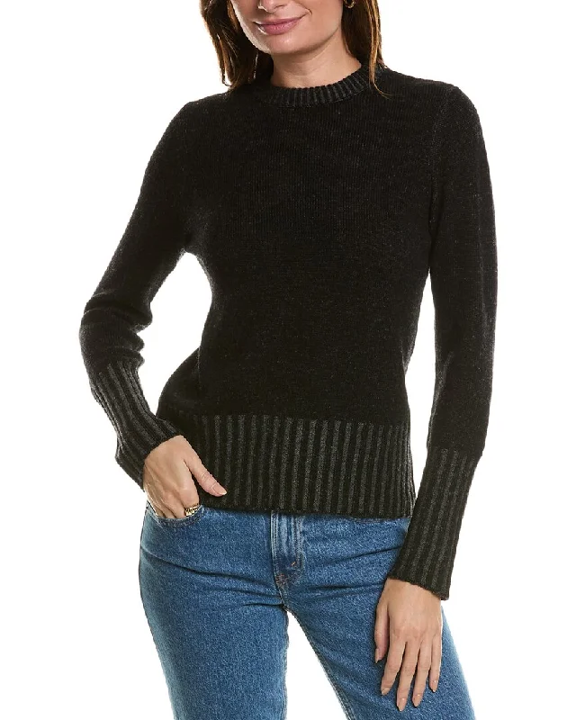 Forte Cashmere Plaited Crewneck Wool & Cashmere-Blend Sweater