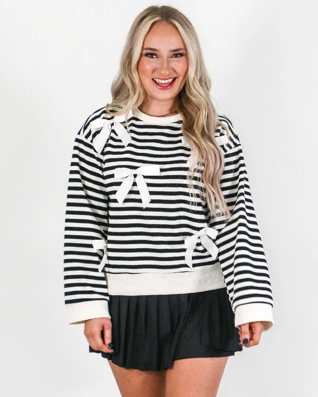 Striped with Ribbon Patch Top