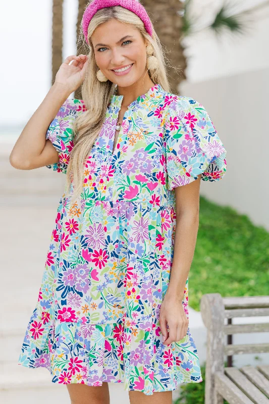 Created Joy Fuchsia Floral Babydoll Dress