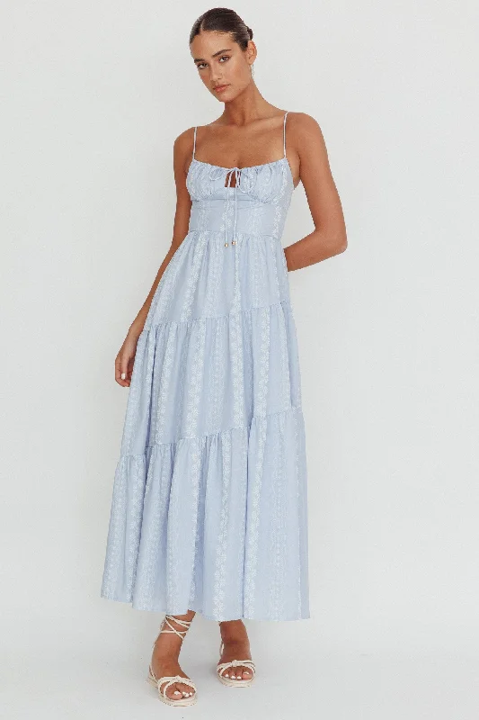 Doe Tied Bust Maxi Dress Blue