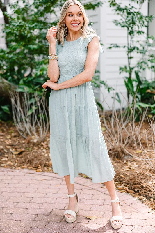 Learn From The Best Light Mint Green Smocked Dress