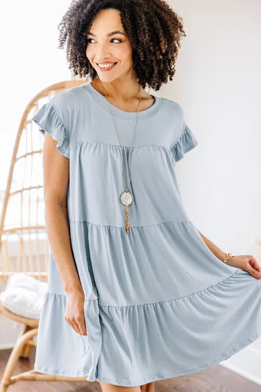 Living For Love Pale Blue Tiered Dress