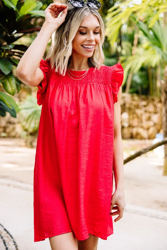 Longing For Love Cherry Red Ruffled Dress