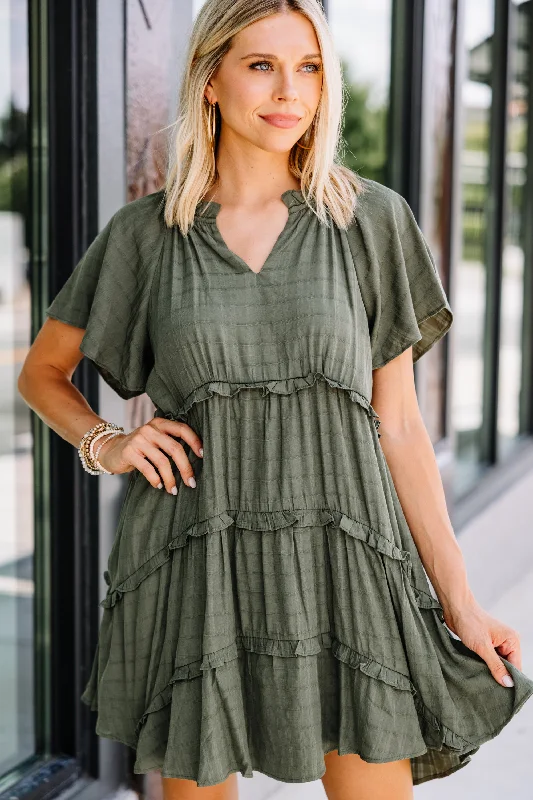 Perfectly You Olive Green Babydoll Dress