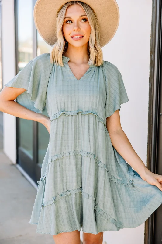 Perfectly You Sage Green Babydoll Dress