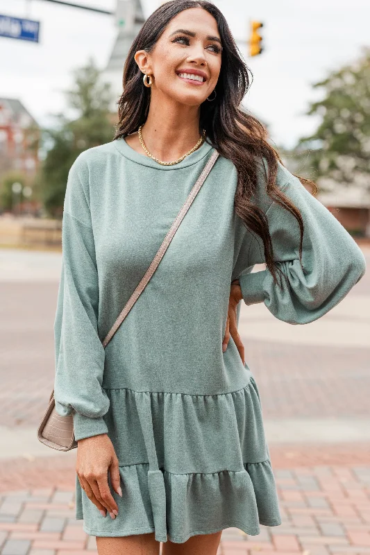 Send You Love Sage Green Tiered Dress