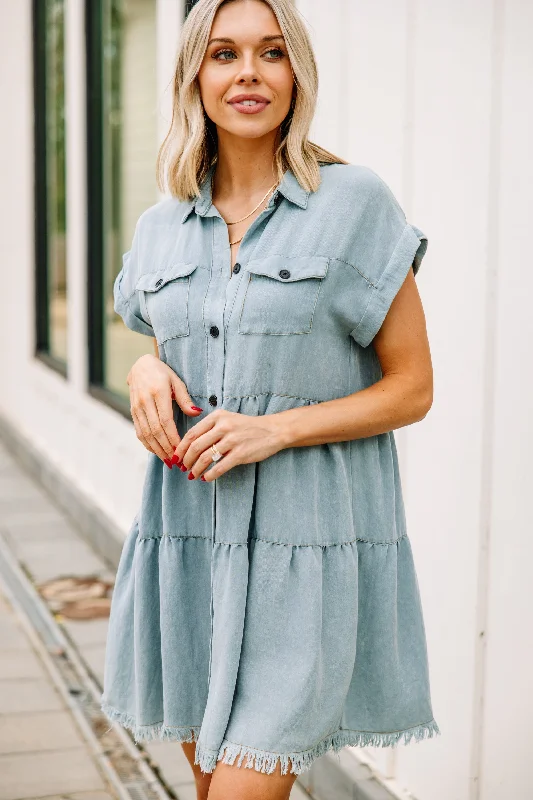 Spring Sass Light Denim Hand Dyed Dress