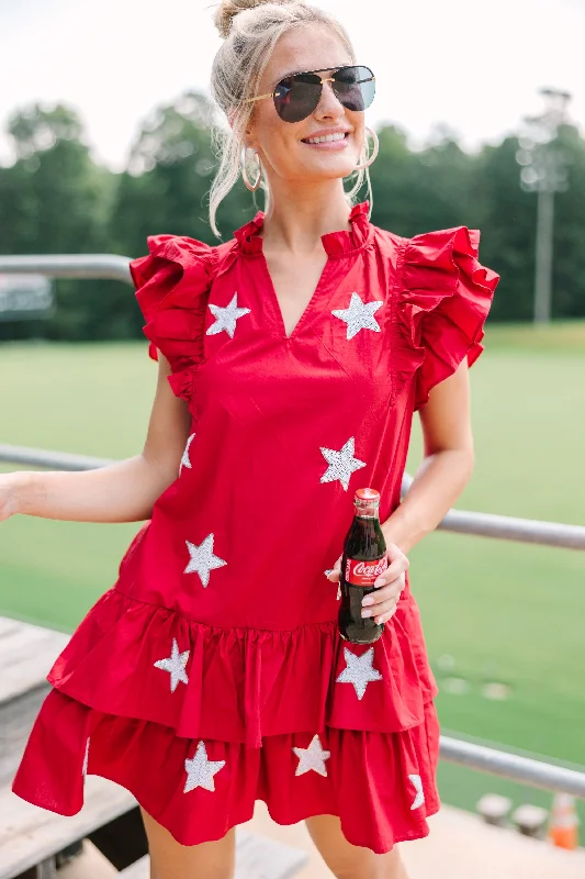 Star Of The Show Crimson red Sequined Dress