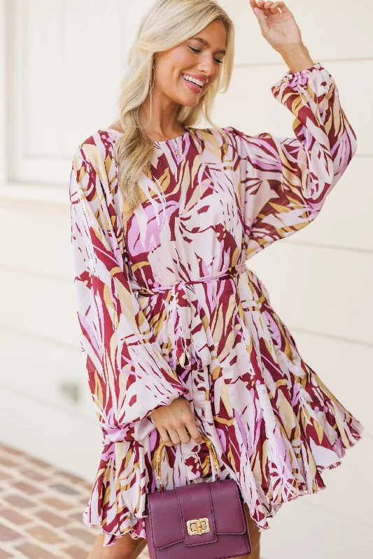 Stay Close Mauve Pink Abstract Dress