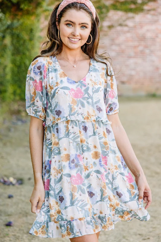 Take The Hint Mustard Yellow Floral Dress