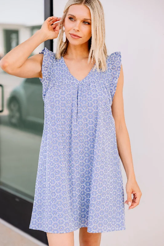 Take The Time Denim Blue Eyelet Dress