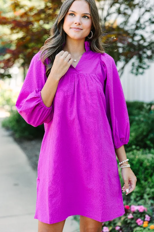 THML: Above And Beyond Fuchsia Pink Shift Dress