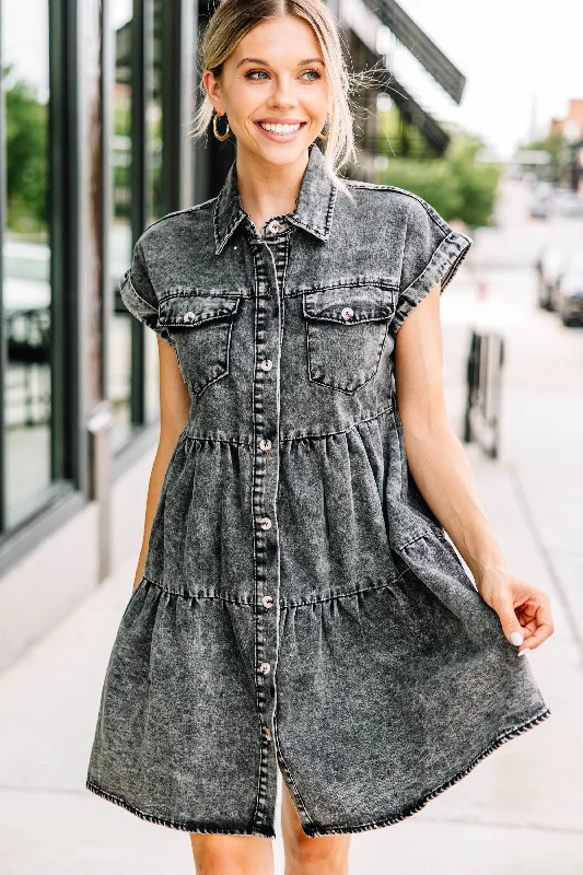 What You Love Charcoal Gray Tiered Dress